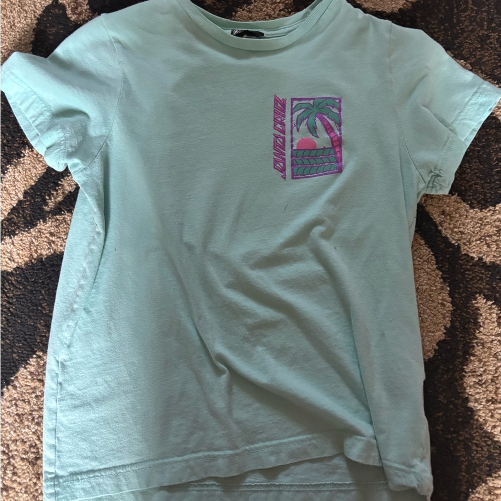 Santa Cruz Skateboards Green and Purple Short Sleeve Tee